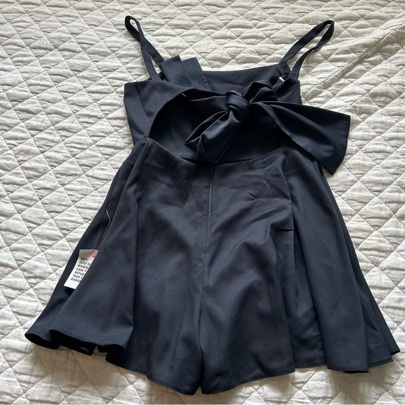 ASOS DESIGN Bow Back Romper in Navy - Picture 7 of 13